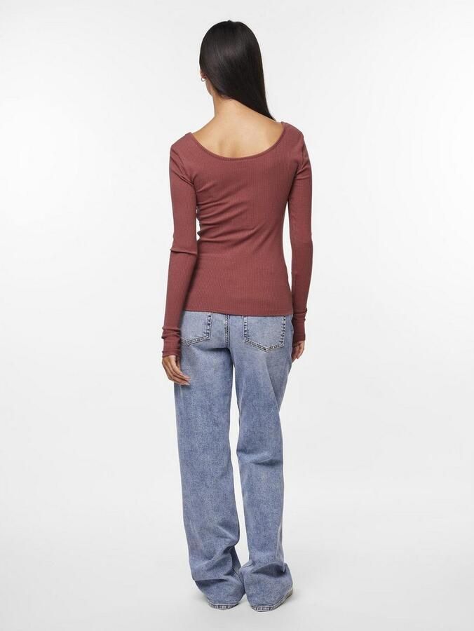 Pieces Slim fit T-shirt van katoenmix met kort drukknooppaneel model 'KITTE' - Foto 3