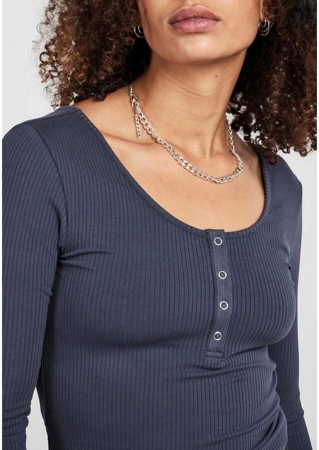 Pieces Slim fit shirt met lange mouwen van katoenmix model 'KITTE' - Foto 2