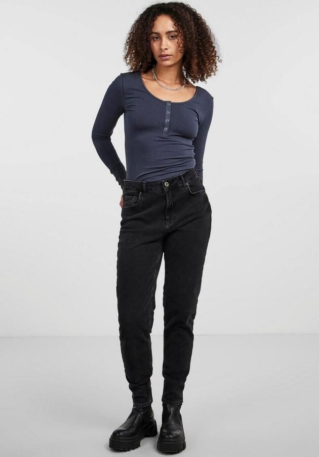 Pieces Slim fit shirt met lange mouwen van katoenmix model 'KITTE' - Foto 3