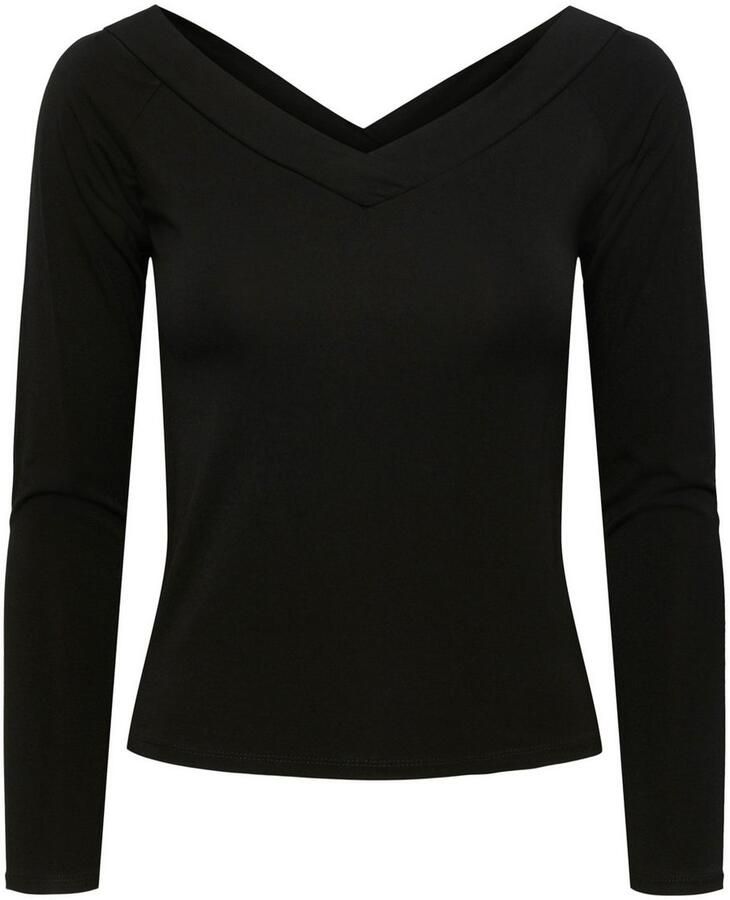 Pieces Shirt met lange mouwen PCMALIVA LS OFF SHOULDER V-NECK TOP NOOS