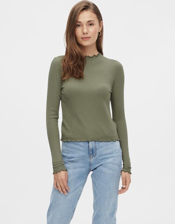 Pieces Regular fit shirt met lange mouwen en zoom met ruches model 'NICCA' - Foto 5