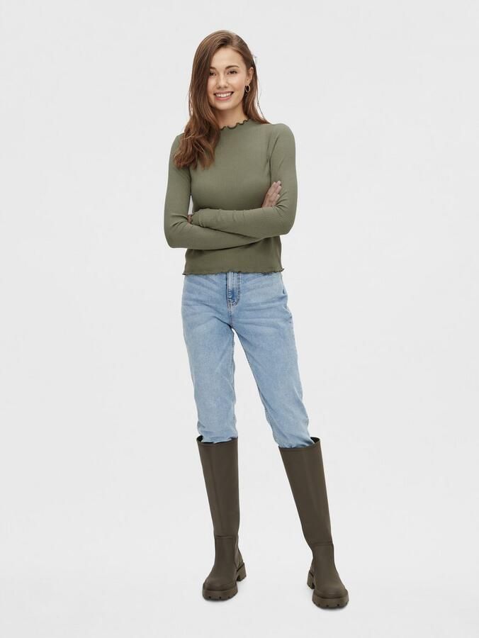 Pieces Regular fit shirt met lange mouwen en zoom met ruches model 'NICCA' - Foto 3