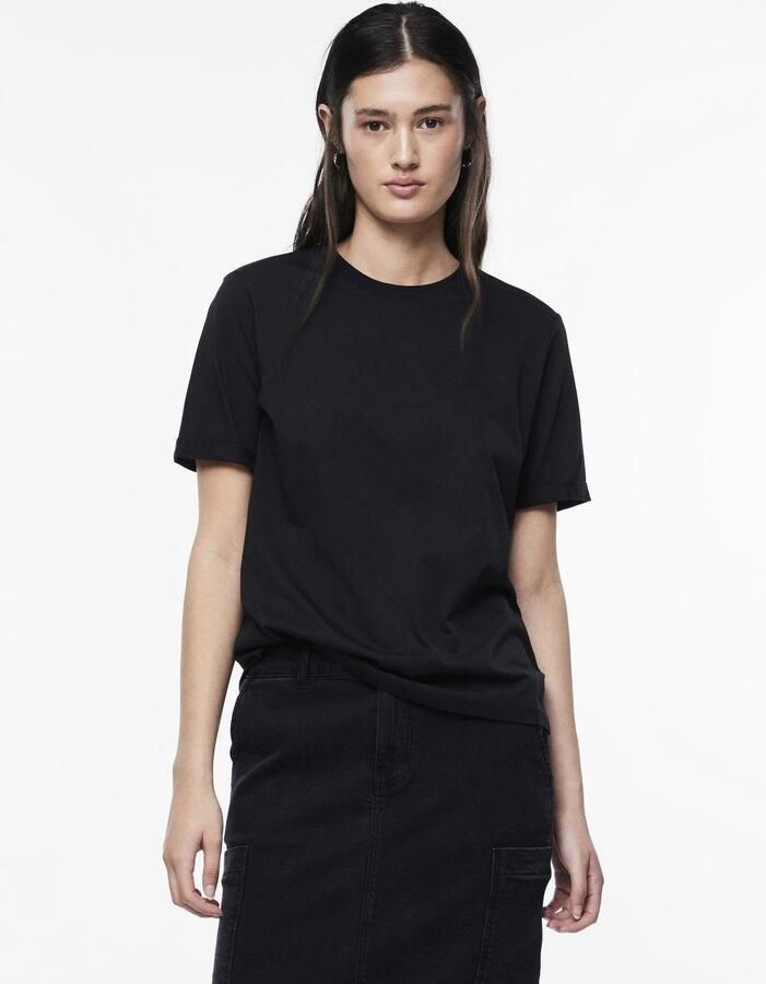 Pieces Shirt met ronde hals PCRIA SS FOLD UP SOLID TEE NOOS BC - Foto 4