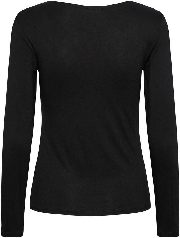 Pieces Shirt met lange mouwen van viscosemix met V-hals model 'BARBERA'