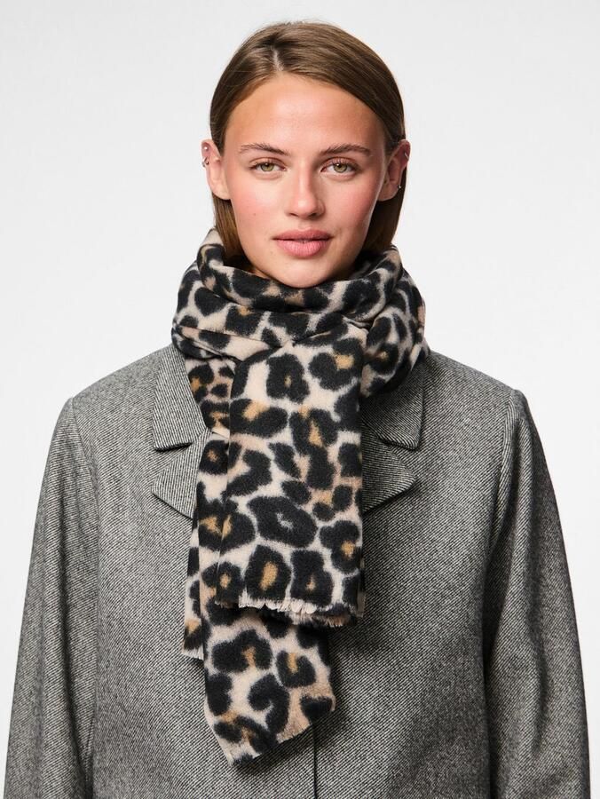 PIECES sjaal met panterprint PCJORNA zwart ecru - Foto 3
