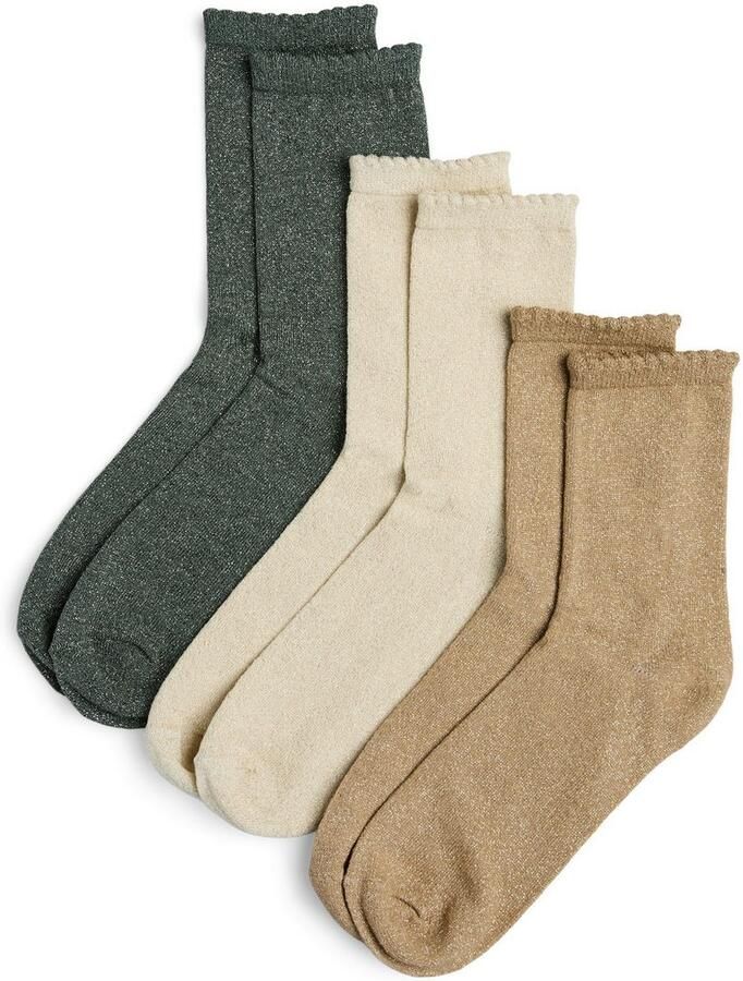 Pieces Sokken PCSEBBY GLITTER LONG 3-PACK SOCKS NOOS (set 3 paar)