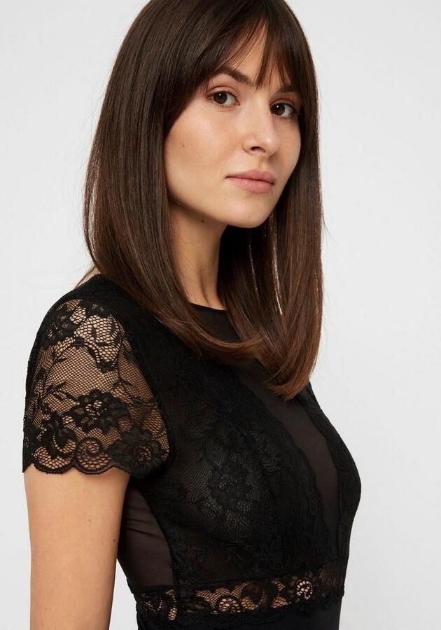 PIECES stringbody PCSICCA met mesh en kant zwart - Foto 3