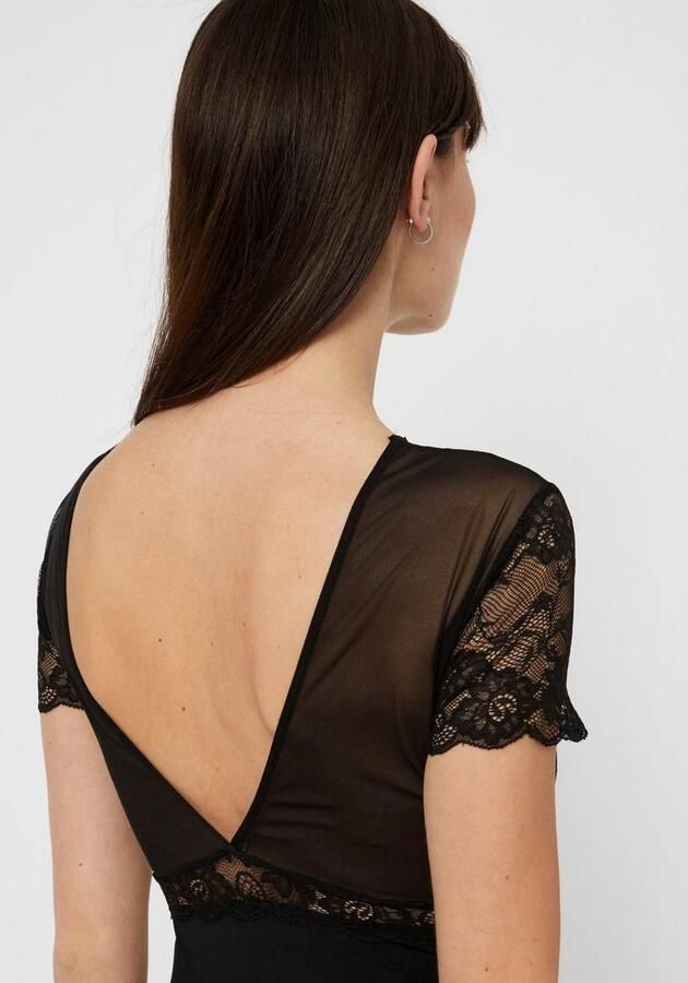 PIECES stringbody PCSICCA met mesh en kant zwart - Foto 4