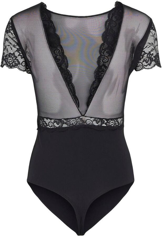 PIECES stringbody PCSICCA met mesh en kant zwart - Foto 5