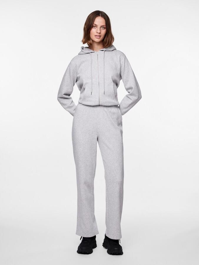 PIECES high waist wide leg sweatpants PCCHILLI lichtgrijs - Foto 2