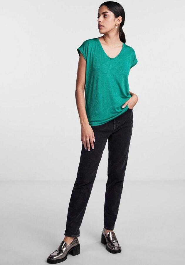 Pieces T-shirt Korte Mouw PCBILLO TEE LUREX STRIPES - Foto 3