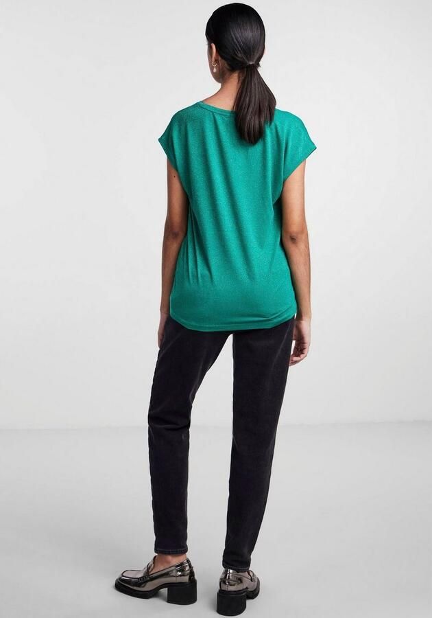 Pieces T-shirt Korte Mouw PCBILLO TEE LUREX STRIPES - Foto 4