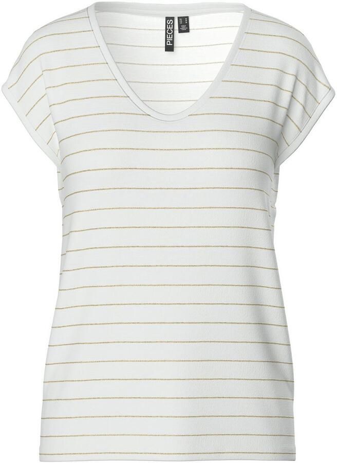 Pieces T-shirt PC BILLO met glinsterstrepen