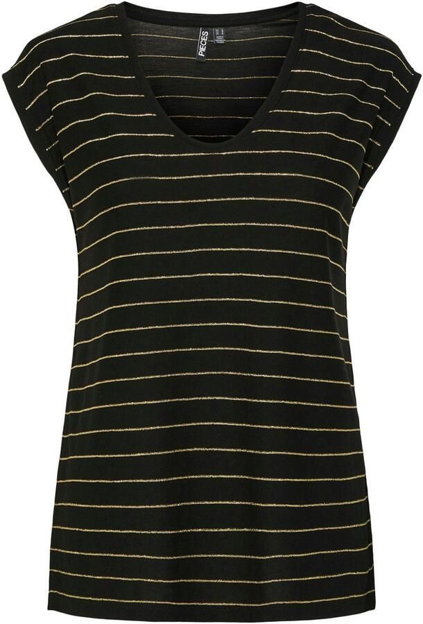 Pieces T-shirt PC BILLO met glinsterstrepen