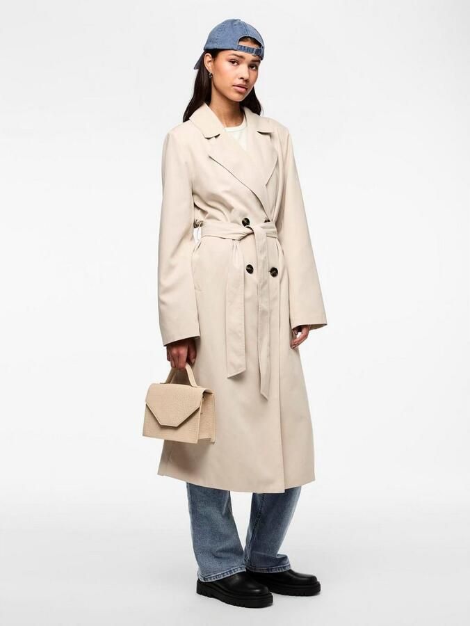 Pieces Klassieke dubbelrijige trenchcoat Gray Dames - Foto 6