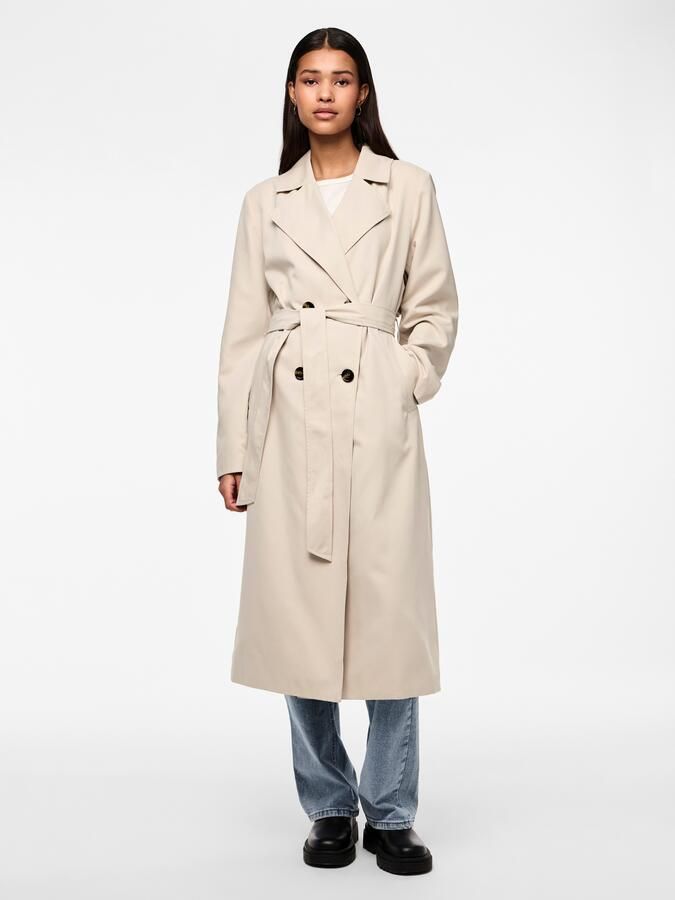 Pieces Klassieke dubbelrijige trenchcoat Gray Dames - Foto 4