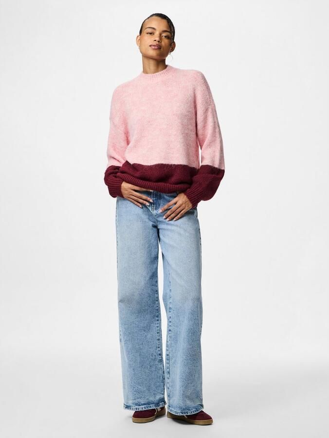 Pieces Trui met ronde hals PCIVY LS O-NECK COLOR BLOCK KNIT PWP BC - Foto 3