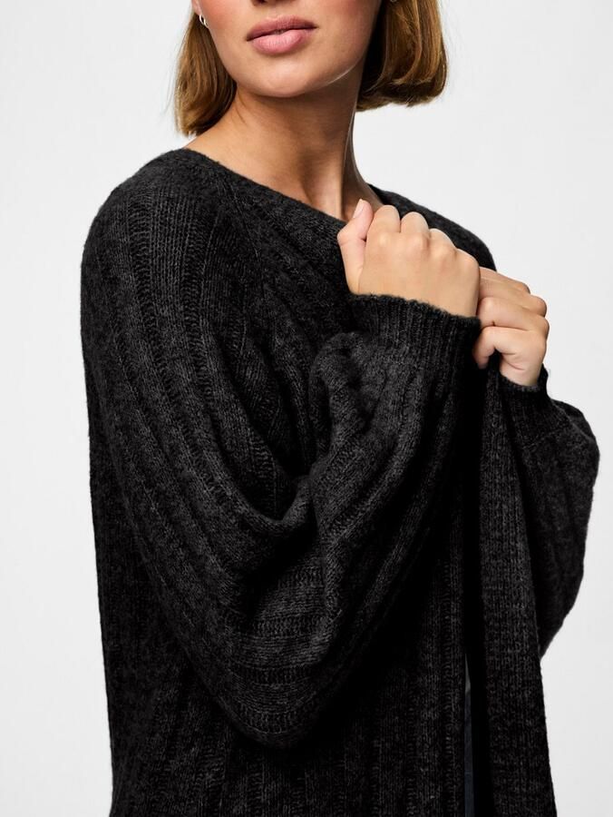 Pieces Loose fit lange cardigan met wol in geribd design model 'MAGGY' - Foto 2