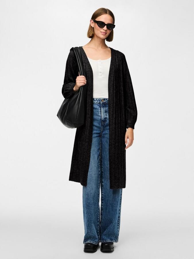 Pieces Loose fit lange cardigan met wol in geribd design model 'MAGGY' - Foto 4