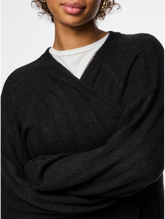 Pieces Loose fit lange cardigan met wol in geribd design model 'MAGGY'