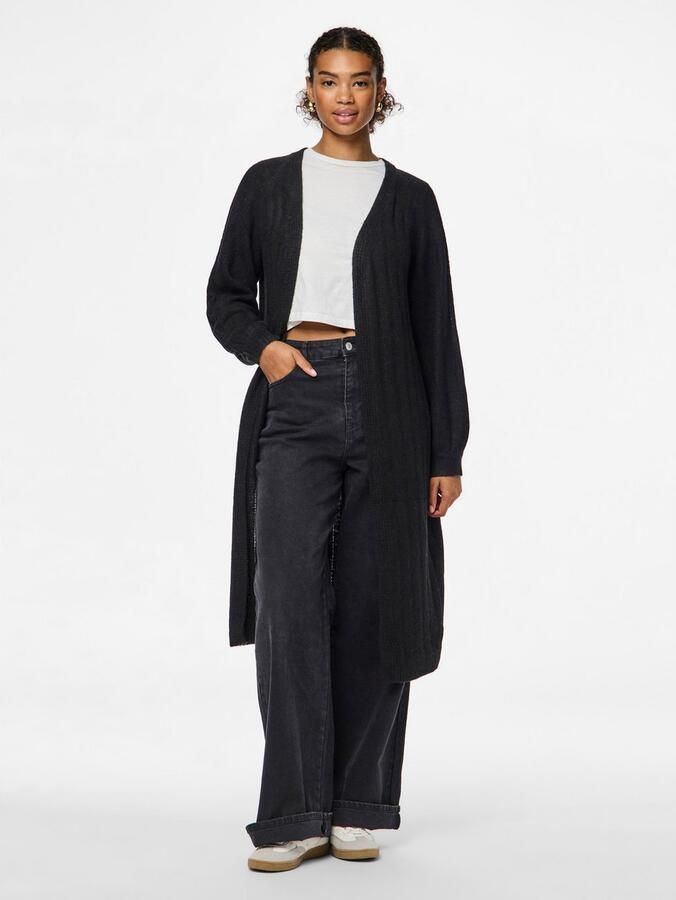 Pieces Loose fit lange cardigan met wol in geribd design model 'MAGGY' - Foto 6