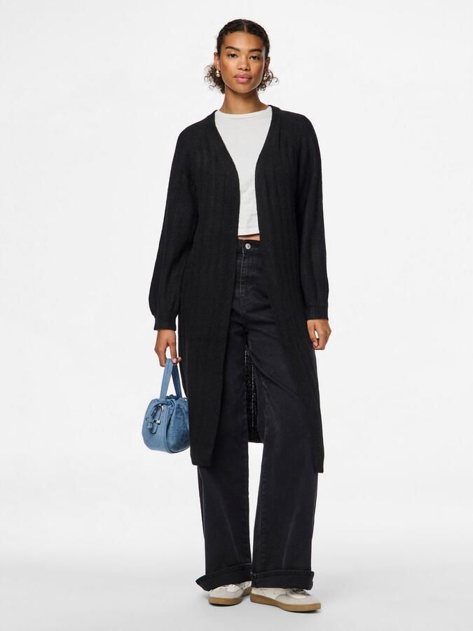 Pieces Loose fit lange cardigan met wol in geribd design model 'MAGGY' - Foto 9