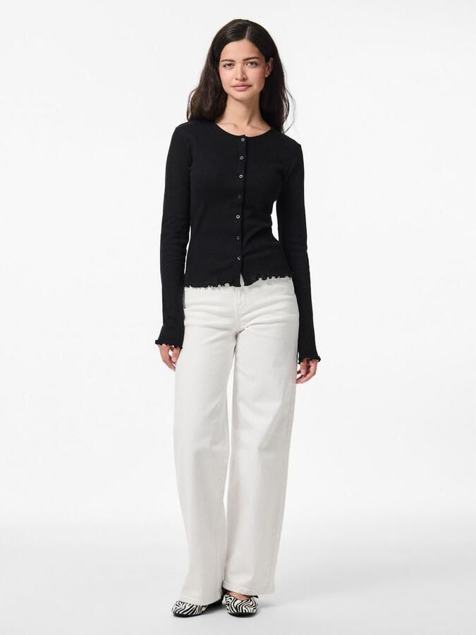 Pieces Slim fit gebreid jack van puur katoen model 'MARIE' - Foto 3