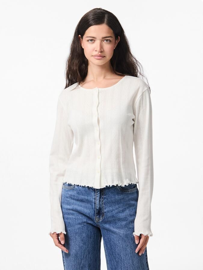 Pieces Slim fit gebreid jack van puur katoen model 'MARIE' - Foto 6