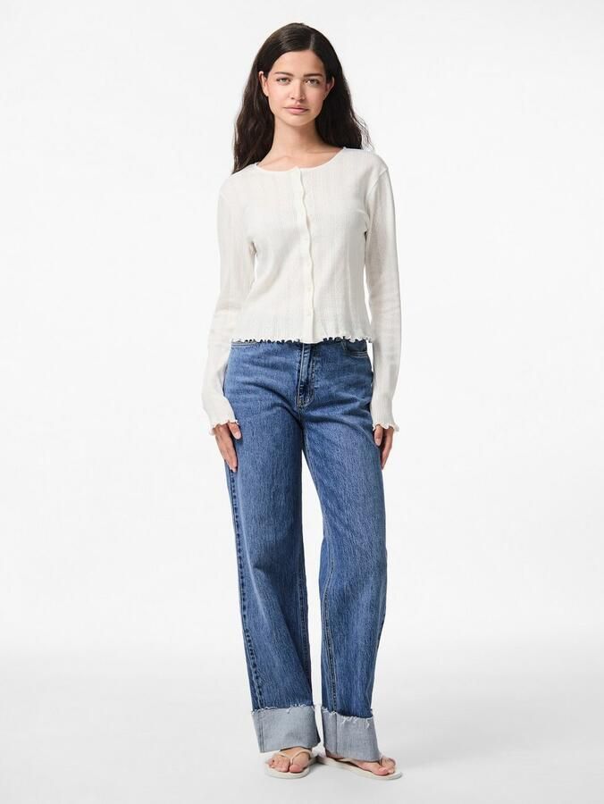 Pieces Slim fit gebreid jack van puur katoen model 'MARIE' - Foto 2