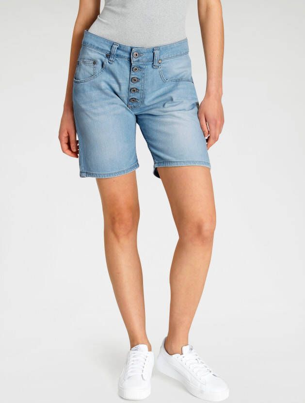 Please Jeans Jeansbermuda P88A met zichtbare knoopsluiting voor