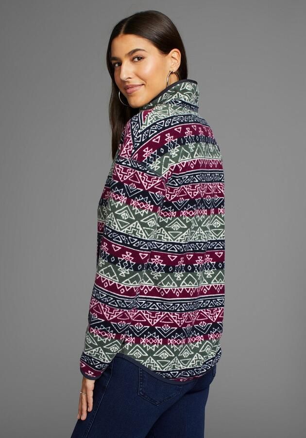 Polarino Fleecetrui met colourblocking-look met kangoeroezak van fleece stof - Foto 2