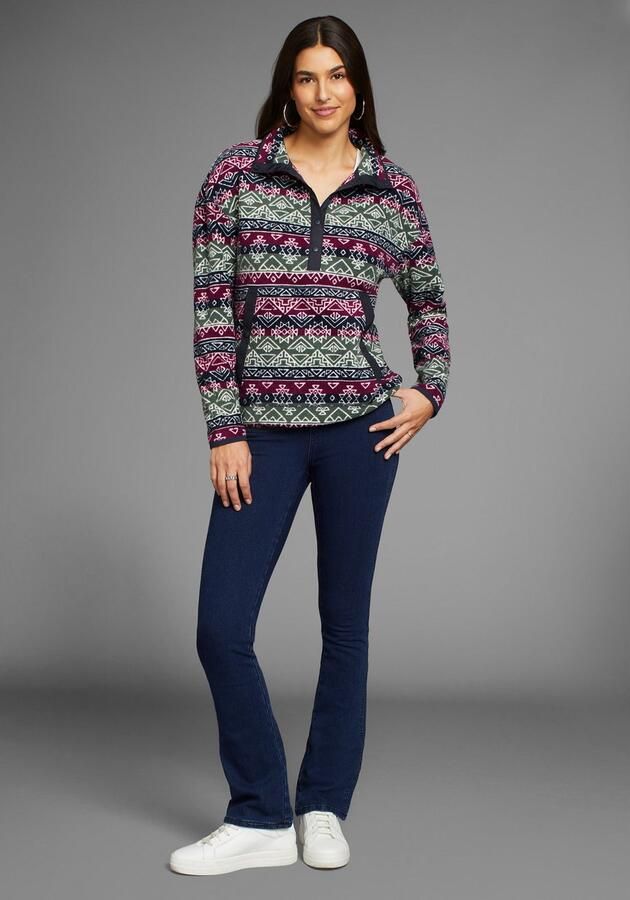 Polarino Fleecetrui met colourblocking-look met kangoeroezak van fleece stof - Foto 4