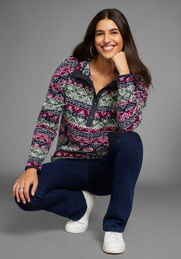 Polarino Fleecetrui met colourblocking-look met kangoeroezak van fleece stof - Foto 5