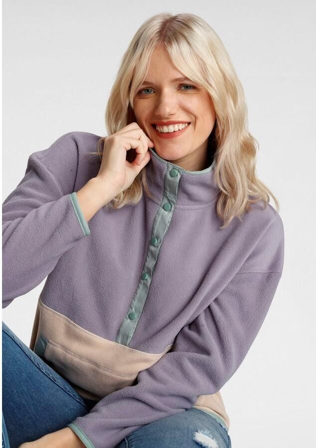 Polarino Fleecetrui met colourblocking-look met kangoeroezak van fleece stof - Foto 2