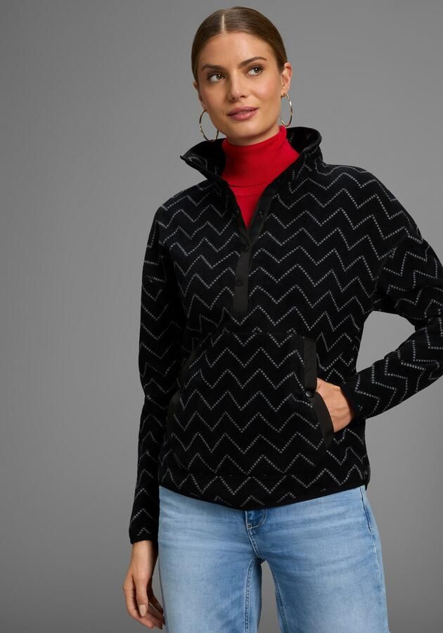 Polarino Fleecetrui met colourblocking-look met kangoeroezak van fleece stof - Foto 6