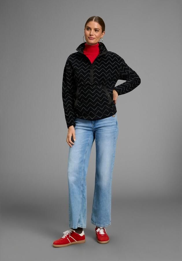 Polarino Fleecetrui met colourblocking-look met kangoeroezak van fleece stof - Foto 4