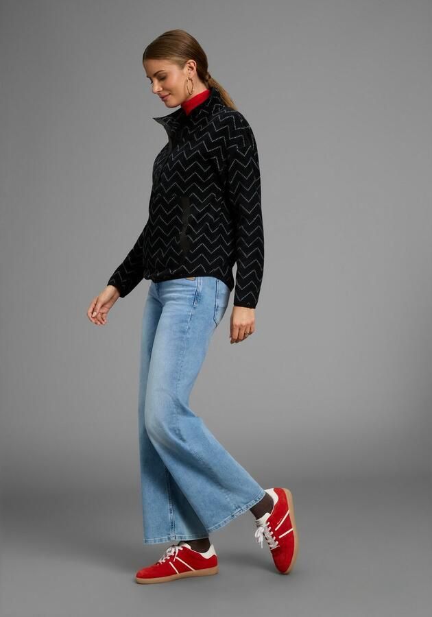 Polarino Fleecetrui met colourblocking-look met kangoeroezak van fleece stof - Foto 5