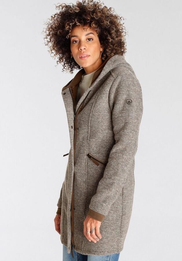 Polarino Gebreide jas ademend en warmte-isolerend. gebreide look aan de buitenkant fleece aan de binnenkant. - Foto 3