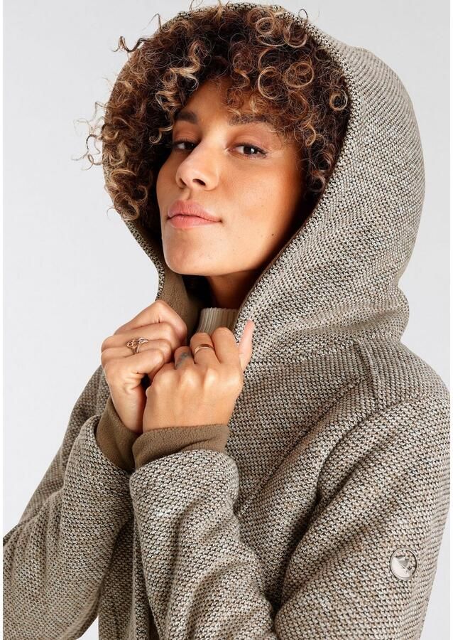 Polarino Gebreide jas ademend en warmte-isolerend. gebreide look aan de buitenkant fleece aan de binnenkant.