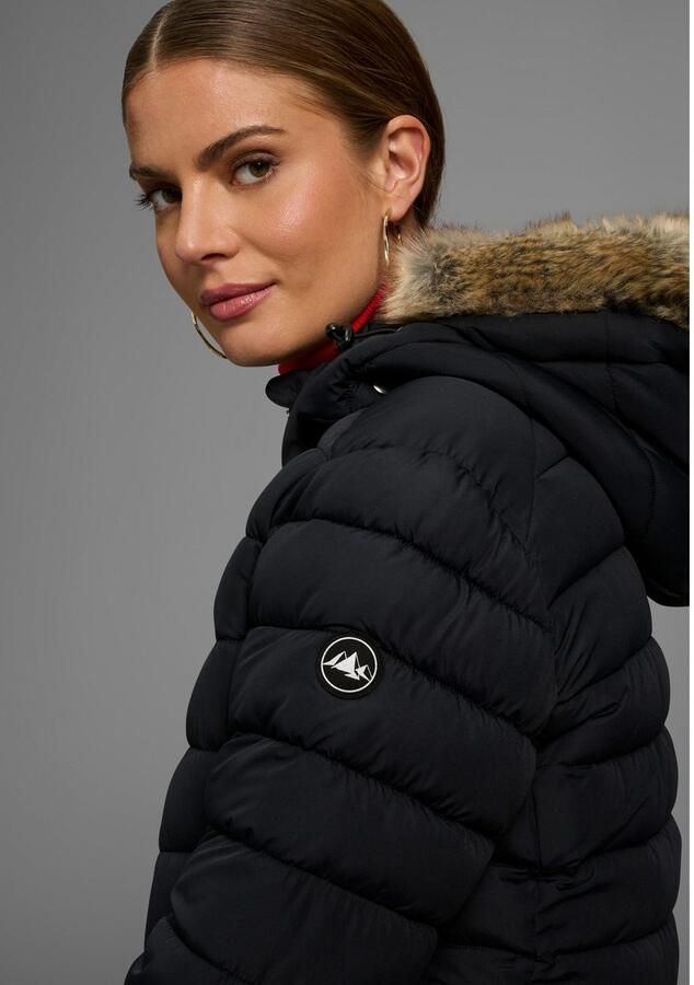 Polarino Gewatteerde jas Capuchon met imitatiebont om af te ne