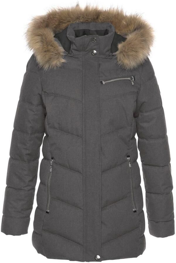 Polarino Gewatteerde jas met afneembare capuchon met faux fur veel zakken - Foto 4