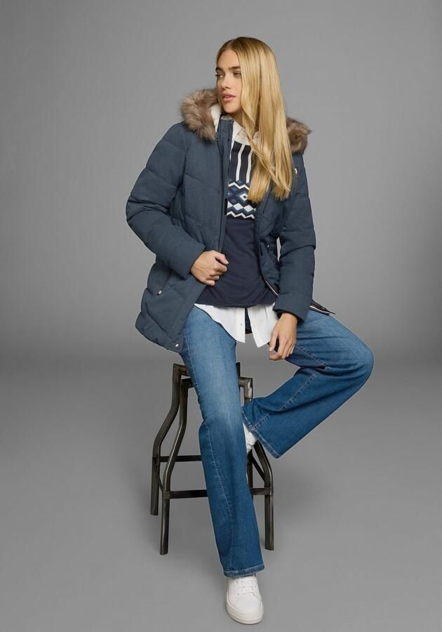 Polarino Gewatteerde jas met afneembare capuchon met faux fur veel zakken - Foto 7