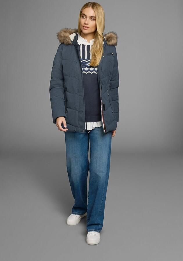 Polarino Gewatteerde jas met afneembare capuchon met faux fur veel zakken - Foto 8