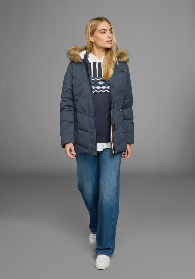 Polarino Gewatteerde jas met afneembare capuchon met faux fur veel zakken - Foto 9