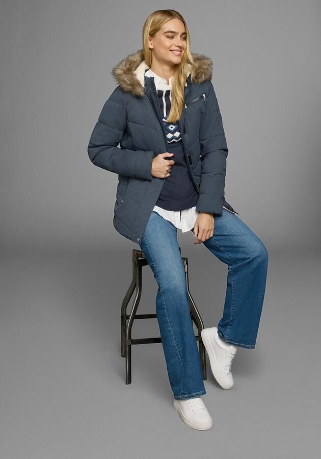 Polarino Gewatteerde jas met afneembare capuchon met faux fur veel zakken - Foto 10