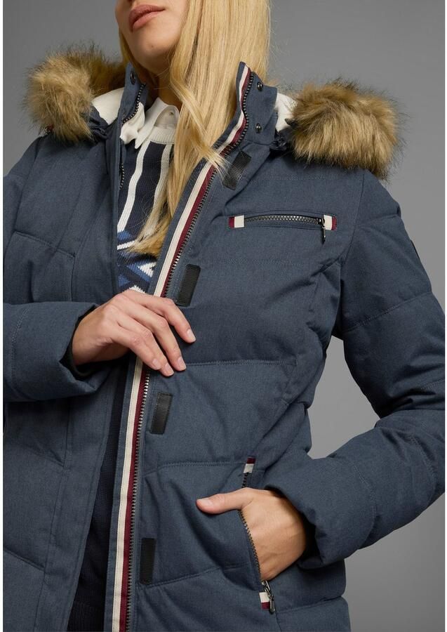 Polarino Gewatteerde jas met afneembare capuchon met faux fur veel zakken - Foto 3