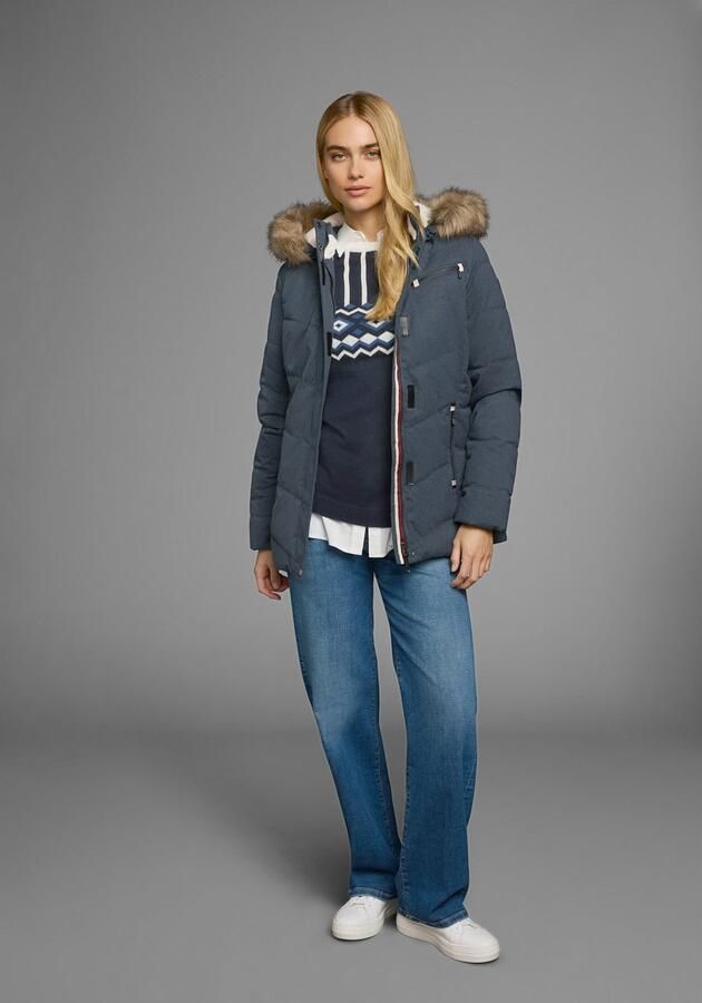 Polarino Gewatteerde jas met afneembare capuchon met faux fur veel zakken - Foto 13