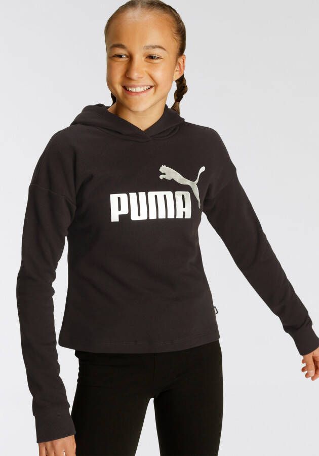 Puma essentials+ logo cropped trui zwart kinderen