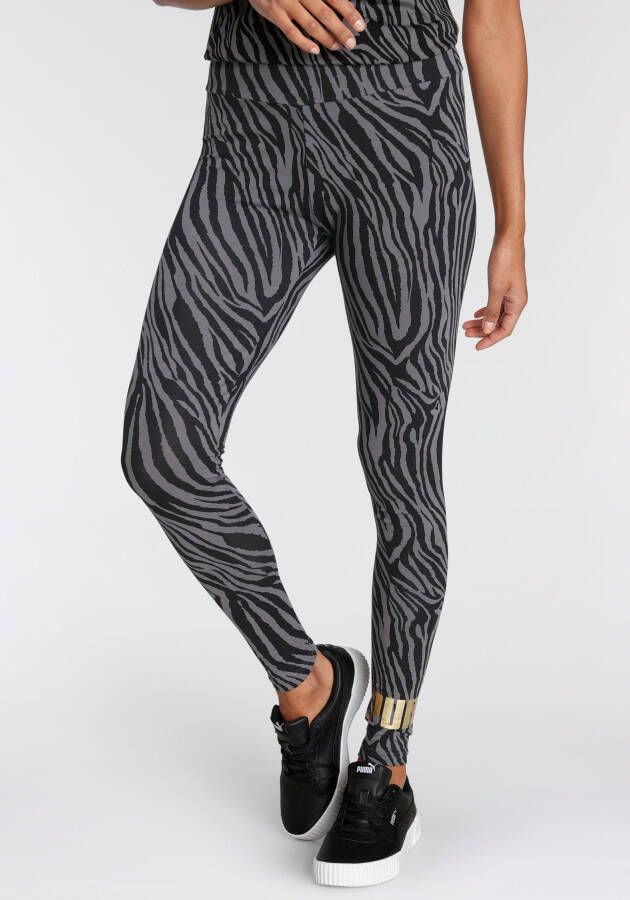 Puma essentials+ tiger all over print legging zwart grijs dames
