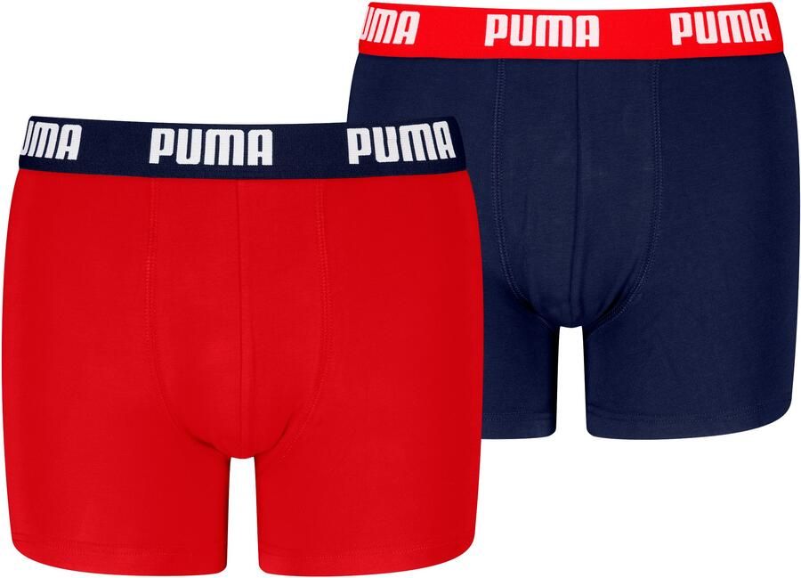 PUMA Boxershort BOYS EVERYDAY BASIC BOXERS 2P Comfortabele logotailleband zonder opening (Set van 2)